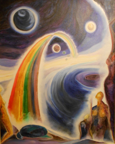 Regenbogen ins 3. Jahrtausend, Öl/Leinwand, 1996